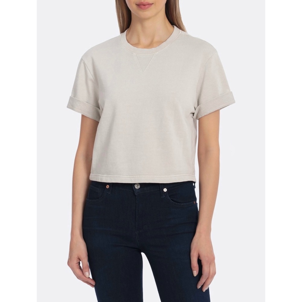 Avec Les Filles French Terry Short Sleeve Sweatshirt, in Bone, NWT